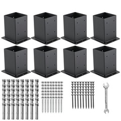 4×4 Post Base 8 Pcs, (Inner Size 3.6×3.6) Post Anchors, 13GA Thick Solid Stee…