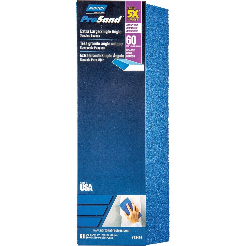 9″ x 3-5/16″ x 1″ 60G 5X ProSand XL Sponge Single Angle Coarse Sanding Sponge