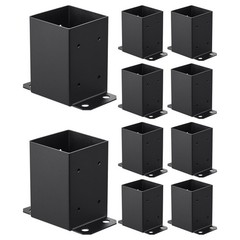 4×4 Post Base 10-Pc Set, 3.6″ Inner, Carbon Steel, Powder-Coated Black