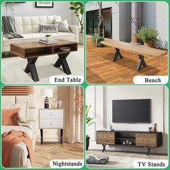 SAEZEPHYRS 16″ X-Shape Metal Coffee Table & Bench Legs – Black, 800lbs Cap.