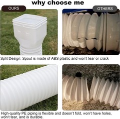 plusgutter White-2pack Rain Gutter Downspout Extensions Flexible, Drain Downspou