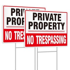 2 Pack Private Property No Trespassing Signs, 12.6” X 9.5” Corrugated Plast…