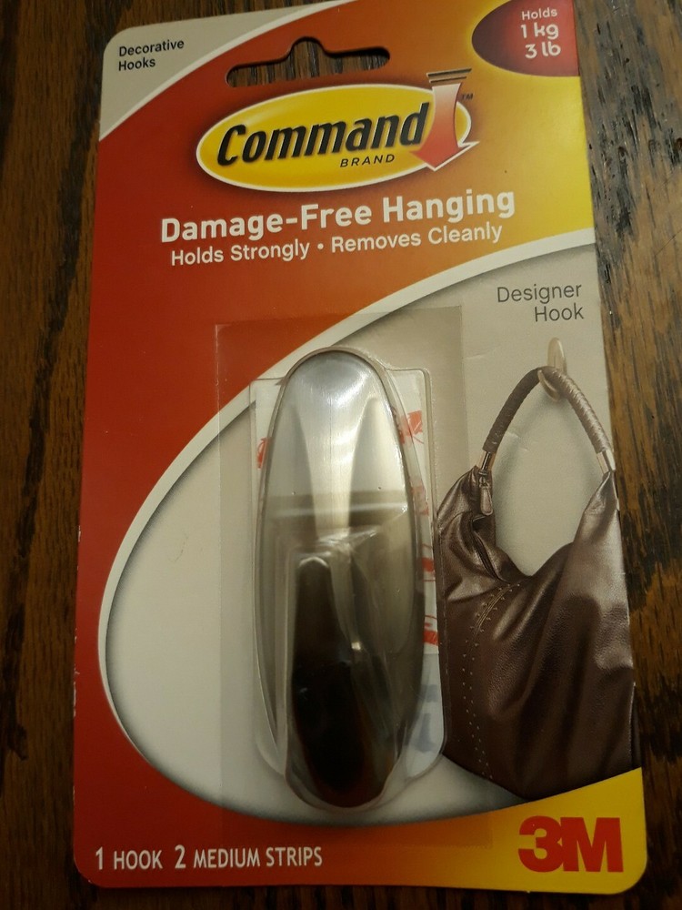 Command Decorative Hook, 3 lb Weight Capacity Brushed Nickel