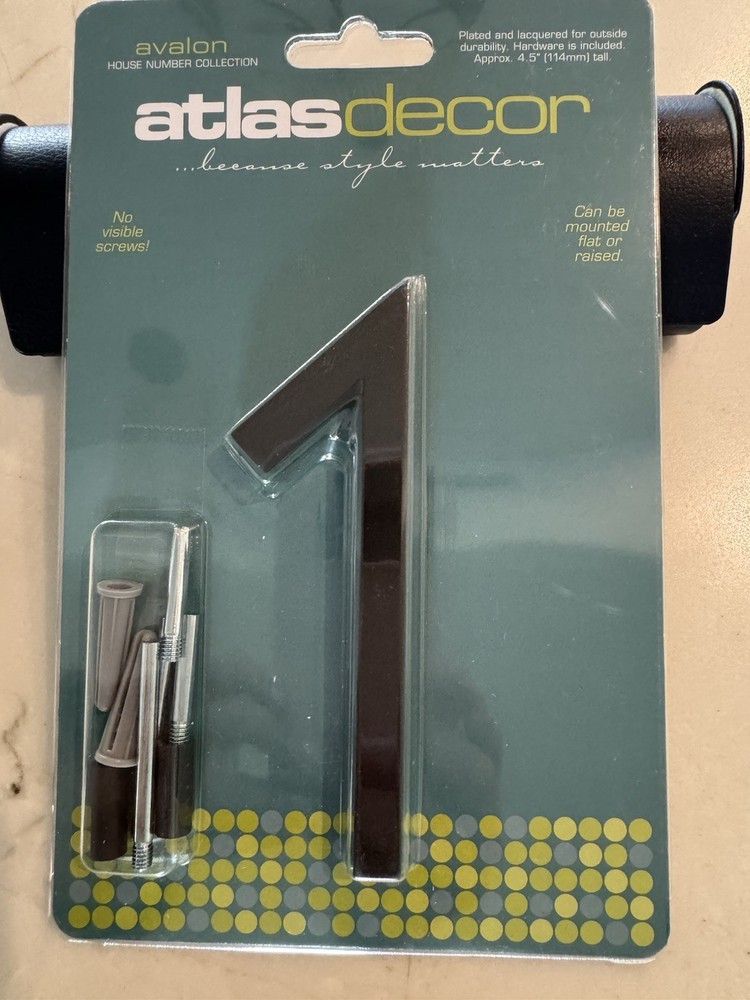 Atlas Homewares Avalon 4.5-inch House # “1” in Aged Bronze Finish New In Package