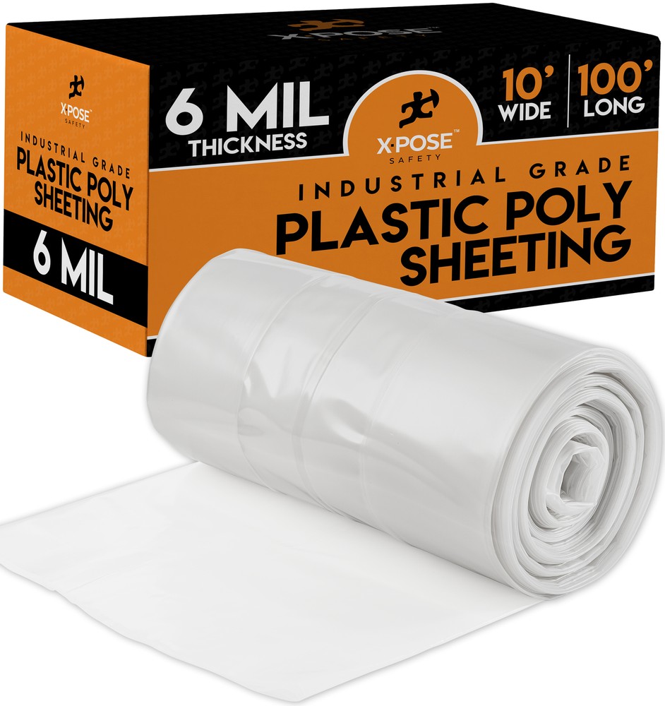 Clear Poly Sheeting – 10′ x 100′ Feet Heavy Duty, Thick Plastic Tarp Waterproof