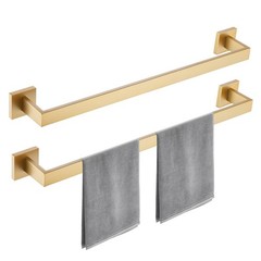 Acepeak 23.6 Inch Brushed Gold Bathroom Towel Bar Set 2-Piece Square Wall