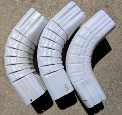 Lot of 3 White Aluminum Downspout Elbows – (2”x3”) – Used