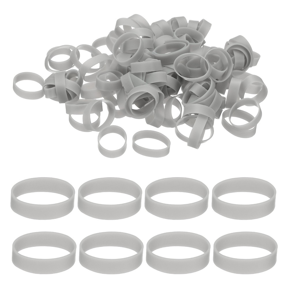 250Pcs Silicone Cable Ties, 15mm Silicone Rubber Bands, Light Gray(25x5x0.6mm)