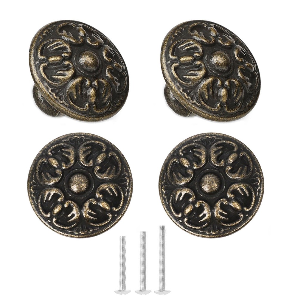OctinPris 4X Euro Style Antique Brass Kitchen Cabinet Knobs 4pack, Bronze