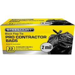 Petoskey FG-P9921-50 42gal 2mil Steelcoat Black Flap Tie Contractor Bag (22pk)