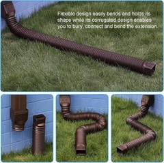 plusgutter Brown 2-Pack Rain Gutter Downspout Extensions Flexible, Drain #R049