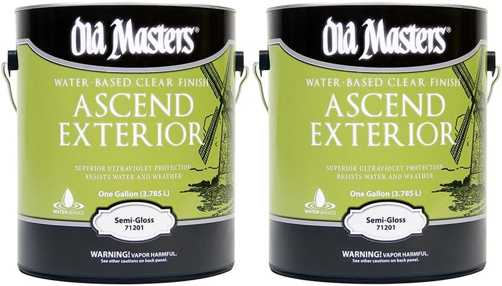 2 Pack 1 Gallon Clear Semi-Gloss Water-Based Exterior Finish
