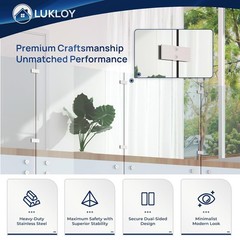 LukLoy Glass to Glass Railing Clamps 180° Stainless Steel 304 Brackets Set of 10