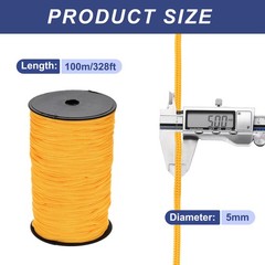 3/16 Inch Polypropylene Rope Braided Ropes, 328ft Nylon Rope Orange Yellow