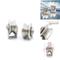 Vuybvy Stainless Steel V Groove Wheel Heavy Duty Caster Rigid Track Wheel