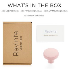 Ravinte 30 Pack Drawer Pulls 1-1/4 Inch Kitchen Cabinet Knobs 1-1/4″, Pink