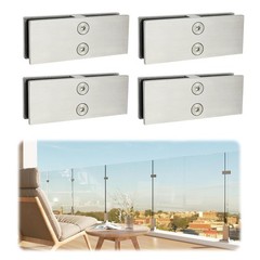 LukLoy Glass to Glass Railing Clamps 180° Stainless Steel 304 Brackets Set of 10