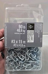 Everbilt 760309 Double Loop Chain #3 x 15 ft. 90 lb Capacity Zinc Plated