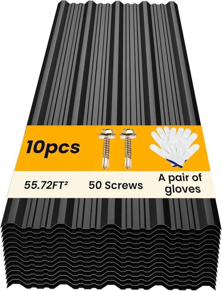10 pcs Metal Roofing Panels – Corrugated Galvanized Roof Panels L45.28x W17.72 I