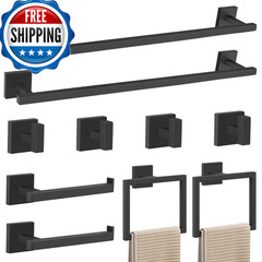 Yacvcl Matte Black Towel Bar Set 10-Piece Bathroom Hardware Accessories