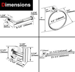 Kwanicas 6 Pieces Brushed Nickel Bathroom Hardware Accessories Set Sus304