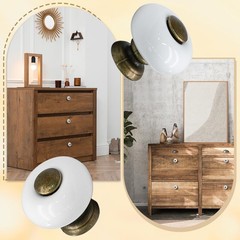 Suiwotin 6pcs White Ceramic Drawer Knobs, Vintage Dresser 6pcs-Small,
