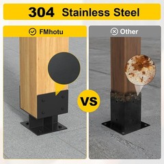 6″x 6″ Concrete Post Base, 2Pcs Stainless Steel Adjustable Post Anchor Bracket