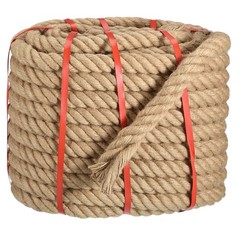Natural Jute Rope, 1-17/64 in x 100 Ft Thick Twisted Manila Rope Multipurpose