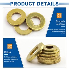 NINDEJIN 315 Pieces Brass Washer Assortment 315Pcs Flat Washers, Gold