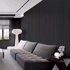 94 In. X 6 in X 0.5 In. Solid Wood Wall 7 Grid Cladding Siding Board in Black Co