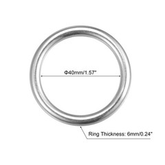 2pcs 316 Stainless Steel Round Ring Welded O-Rings 40mm(1.57″) ID 6mm Thick