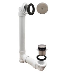 Westbrass Tip-Toe Sch. 40 PVC Bath Waste with One-Hole Elbow, Satin Nickel, D…