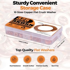 325 PCS, 10 Sizes, Premium Copper Metric Copper_Washers_325Pcs,