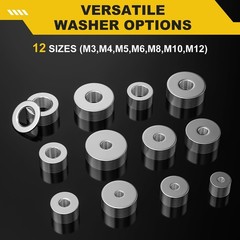 WIESVOP 108Pcs 304 Stainless Steel Flat Washers, Fender 12 Sizes 108 Pieces