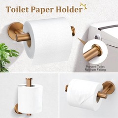 TURS Brushed Rose Gold 5-Piece Bathroom Hardware Set SUS304 Stainless Steel 23.6