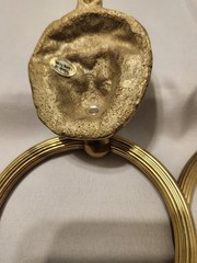 Set of 2 Brass Lion Head Towel Rings~Wall Mount Bathroom Decor~Vintage Style