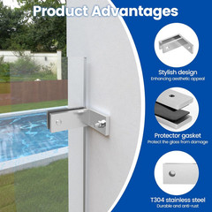 2Pack Brushed Wall to Glass Clamp 90 Degrees Glass Railing Clamp Fit for 3/8″-1/