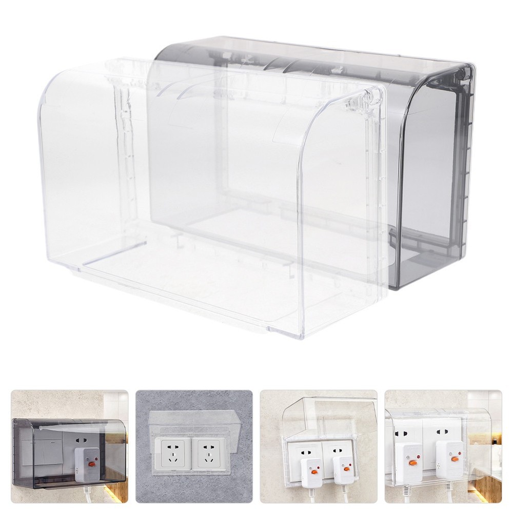 2pcs Bathroom Outlet Cover Self-adhesive Protective Cover 2-slot Socket Cover