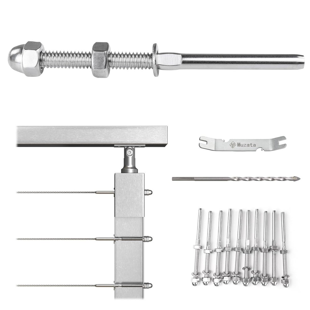 10 Pack 1/8 Cable Railing Hardware Kit for Metal Post T316 Stainless Steel