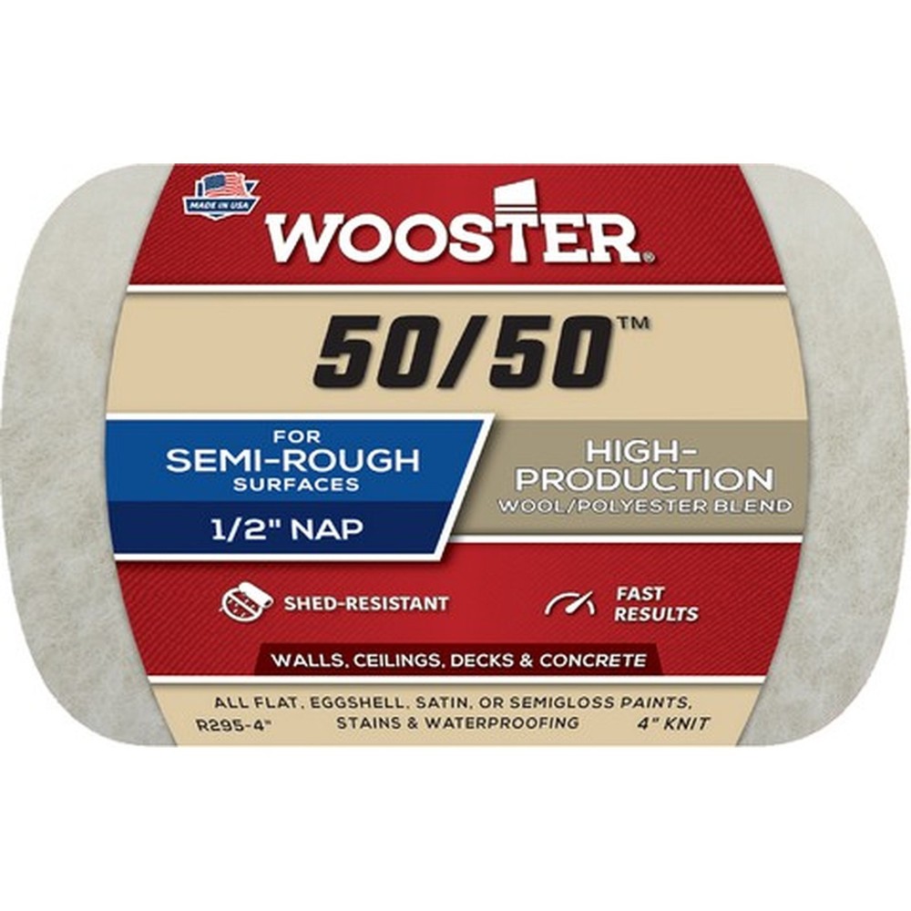 Wooster R295 4″ x 1/2″ Nap 50/50 Roller Cover-1PK