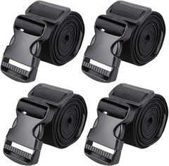 MAGARROW 2″ Utility Luggage Straps with Buckle Adjustable, 4-Pack (Black, 2 i…