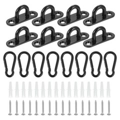 8 Pcs Pad Eye Plate, 1.8 Inch Stainless Steel Ceiling U Hooks with Screw, Black