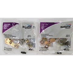 National Hardware Steel Corner Flat Braces N236-038 1 1/2″ x 3/8″ Lot of 2 Gold