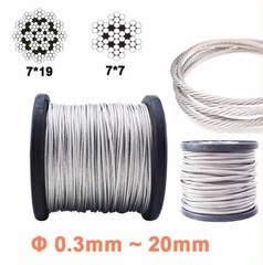 304 Stainless Steel Wire Rope Cable Flexible Φ 0.3mm – 20mm 7×7 7×19 Structure