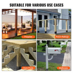 4 X 4 Post Base, 2-Pieces, Inner Size 3.6 X 3.6 In. Heavy Duty Powder-Coated Pos