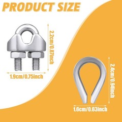 Demissle 100 Pcs 1/8” Wire Cable Clamps Kit M3 Rope Clip Braided Kit Metal S…