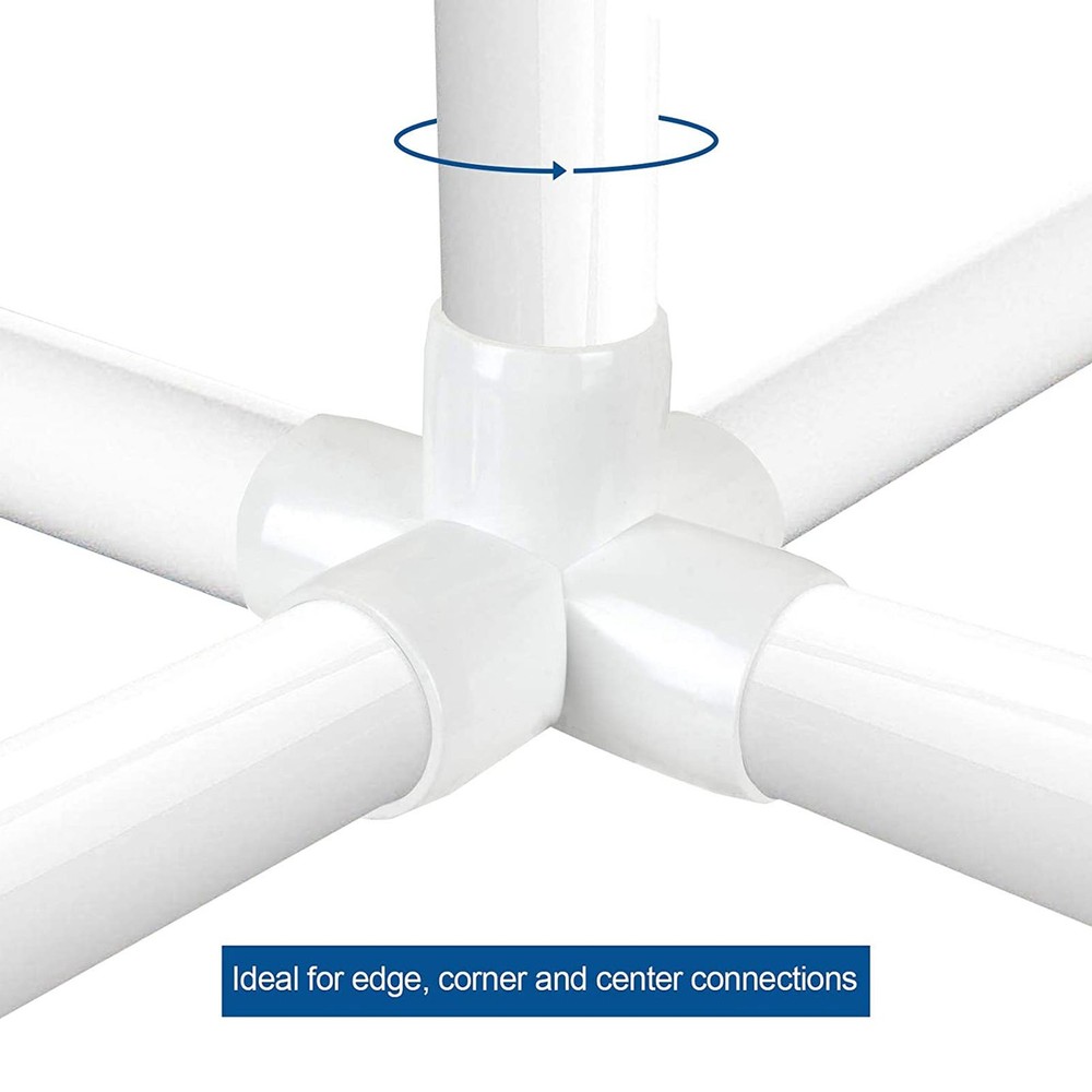 White 10 Pcs PVC Pipe Fitting 20mm 5 Way Right Angle 3 Dimensional Elbow