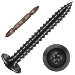 200Pcs #8 1-1/2″ Phillips Truss Head Wood Screws, 1 1/2 Inch Black Screws, Quick