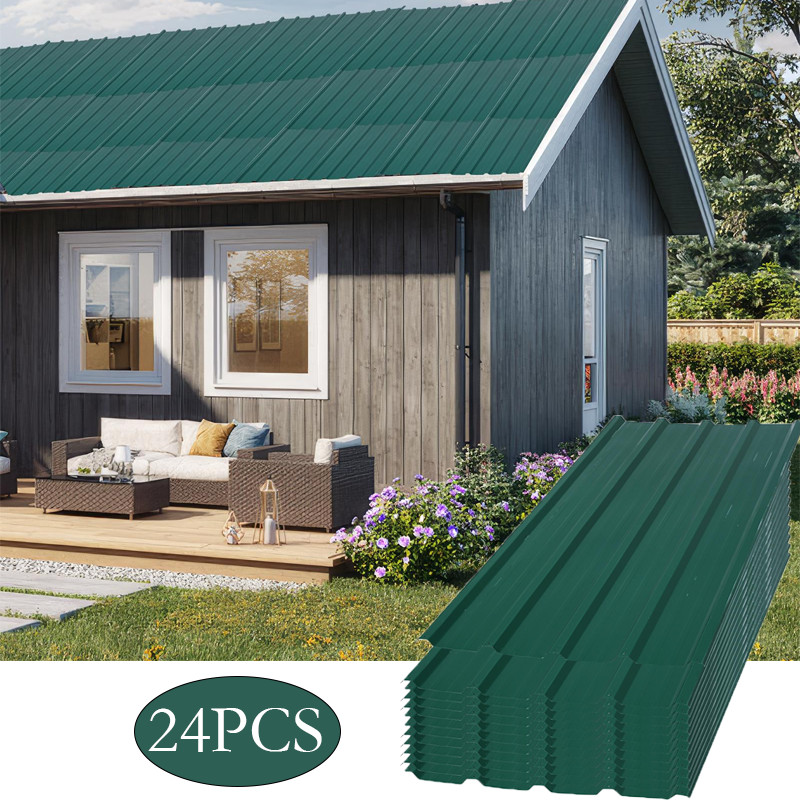 24X Roof Panels Galvanized Steel Hardware Metal Roofing Sheets Wall Panels Green