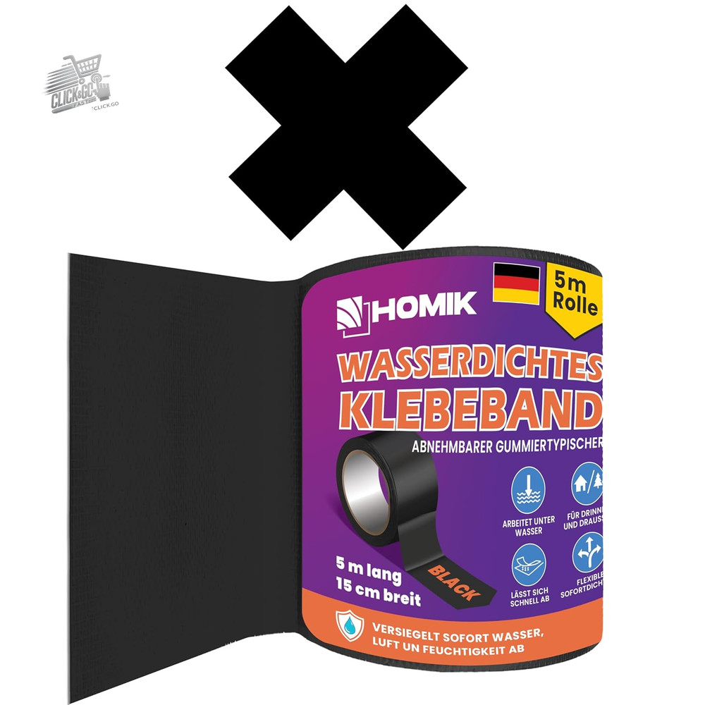 Waterproof Tape Black 15cm x 5m Ultra Resistant Sealer UV Repair